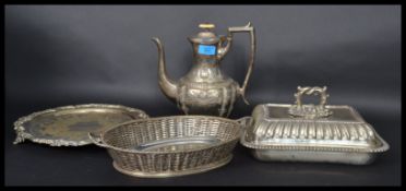 A collection of silver plated and hallmarked silver items to include a stunning 19th century teapot,