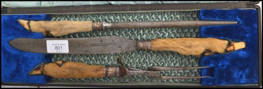 A 19th century Victorian silver hallmarked three piece cased carving set by Wade Wingfield &