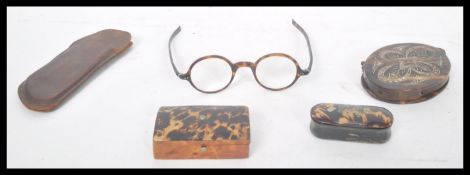 A group of tortoise shell tortoiseshell items dating from the 19th century to include a Georgian