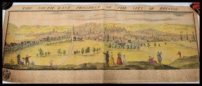 Local interest; a good hand coloured antique engraving - ' The South East Prospect Of The City Of