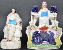 A group of three 19th century Staffordshire pottery flatback flat back figurines to include an Angel
