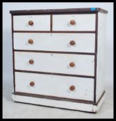 A set of 19th century Victorian painted mahogany chest of drawers. Two short and three long