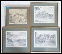 Local Interest - A set of four framed and glazed pencil sketch pictures by Robert Scott to include