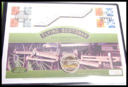 The Royal Mint The Flying Scotsman 90th Anniversary Silver £5 Coin Cover 140/750 being highlighted