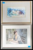 Fergus Griffin - A 20th century framed and glazed abstract watercolour painting titled ' Figure On