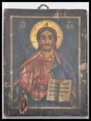 A 20th century continental, believed Eastern European painting on wood Religious Russian Icon