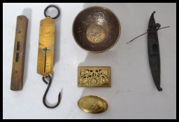 A group of vintage items dating from the 19th century to include a bronze Grand Tour gondola , an