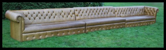 A stunning  large contemporary modular club leather button back Chesterfield Sofa / Settee / Bench