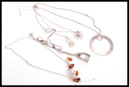 A dealers lot of silver to include box link silver necklace and crystal pendant, measures 50cms