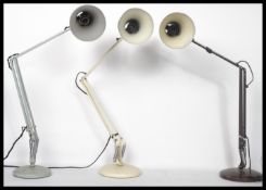 A retro 1970's grey Herbert Terry anglepoise Industrial desk lamp having pendant shade and