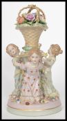 A 20th century ceramic diorama figurine of the Three Graces surrounding a plinth column with