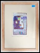 A framed and glazed mixed media abstract painting / artwork titled ' Spielplatz / Playground '