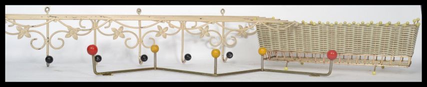 A vintage 1960's Atomic / Sputnik angular metal coat hook - rack with multi-coloured ball finials