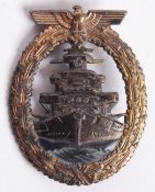 WWII NAZI HIGH SEA FLEET COMBAT BADGE