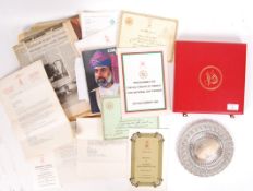 RARE SULTAN OF OMAN GIFTED SILVER PRESENTATION BOWL AND RELATED ITEMS