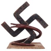 RARE WWII GERMAN DOCTORS SWASTIKA CAST IRON DESK EMBLEM
