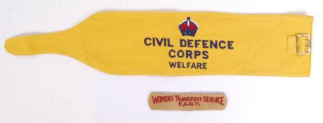 CIVIL DEFENCE CORPS ARMBAND & WOMEN TRANSPORT SERVICES PATCH