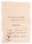 GERMAN NAZI SS MEMBER JULIUS SCHMIDT HANDWRITTEN LETTER