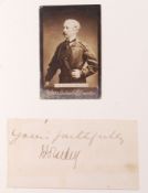 CRIMEAN WAR INTEREST; SIR GARNET WOLSESEY PHOTOGRAPH & AUTOGRAPH