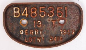 ORIGINAL 1950'S RAILWAY WAGON IDENTIFICATION PLAQUE