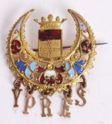 WWI FIRST WORLD WAR SWEETHEART BROOCH ' YPRES '