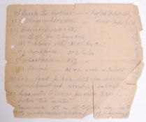 HANDWRITTEN LIST BY HIS DIVINE GRACE A.C. BHAKTIVE