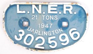 ORIGINAL 1940'S LNER RAILWAY WAGON IDENTIFICATION PLAQUE