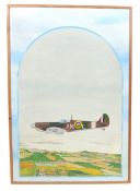 WWII SECOND WORLD WAR SPITFIRE OIL PAINTING