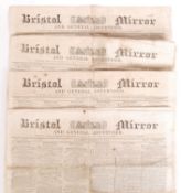 ANTIQUE 1840'S VICTORIAN BRISTOL MIRROR NEWSPAPERS WITH SS GREAT BRITAIN CONTENT