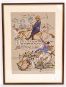 ' TAKING THE PITH OUT OF POLO ' CARTOON SKETCH BY MARK HUSKINSON