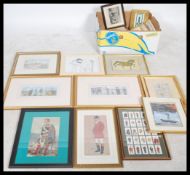 A large collection of framed and glazed pictures t