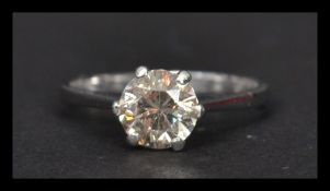 A 14ct white gold diamond solitaire ring having a