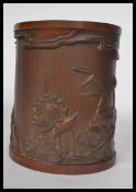 A 19th century Chinese bamboo brush pot of cylindr
