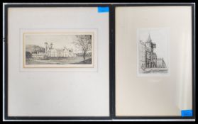 Jas Reid. A framed and glazed etching of a contine