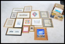 A collection of framed and glazed artwork to inclu