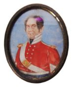 19TH CENTURY PORTRAIT MINIATURE ON IVORY OF SOLDIE