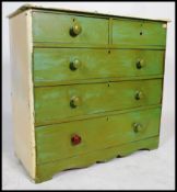 A 19th century Victorian two tone painted pine chest of drawers, two short drawers over three long