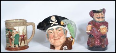 A collection of Royal Doulton toby character jugs to include Long John Silver D6335, Oliver Twist