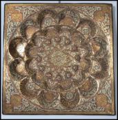 A 19th century Damascan Khurasan overlaid silver Khorassan tray of copper and brass construction.