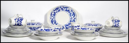 A vintage 20th century retro blue and white Royal Cauldon Bristol Ironstone dinner set in the ' Blue