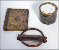 A group of vintage 19th century Tortoiseshell items to include a lidded trinket box , a small book