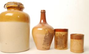 A group of Doulton salt glazed wares to include a tankard a Cheshire Cheese vase and tankard and a