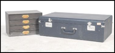 A vintage mid 20th century shipping / steamer case together with a desk top organiser filing