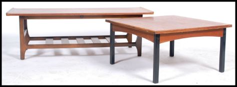 Myers - Antocks Lairn - A 1970's quarter veneered teak wood coffee table raised on tapered legs