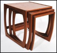 G plan – Quadrille pattern – A retro vintage 1960's teak wood trio nest of graduating tables