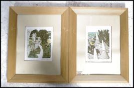 A pair of framed and glazed limited edition hand tinted lithograph pictures by Simon Palmer, both