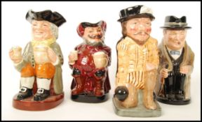 A group of 4x Royal Doulton character Toby jugs to include; Sir Frances Drake D6660, Happy John,
