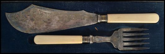 A group of five cased silver plated cutlery sets. To include serving sets one pair with silver