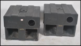 A pair of 20th century large SB300 music DJ speakers in vinyl cases. Makers plaques and serial