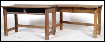 Two 19th century Victorian child's school desks. One having a gallery back and one having a fold